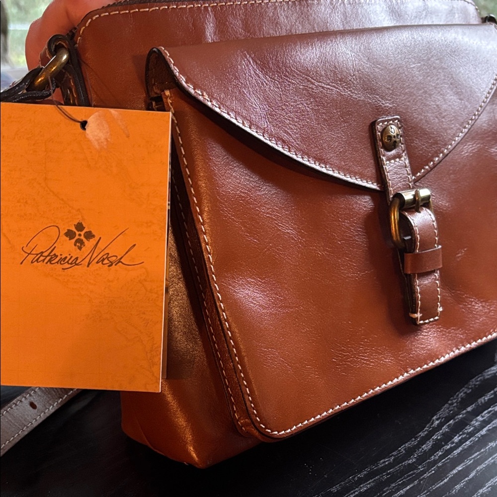 Patricia Nash Rich Brown Leather Messenger Bag